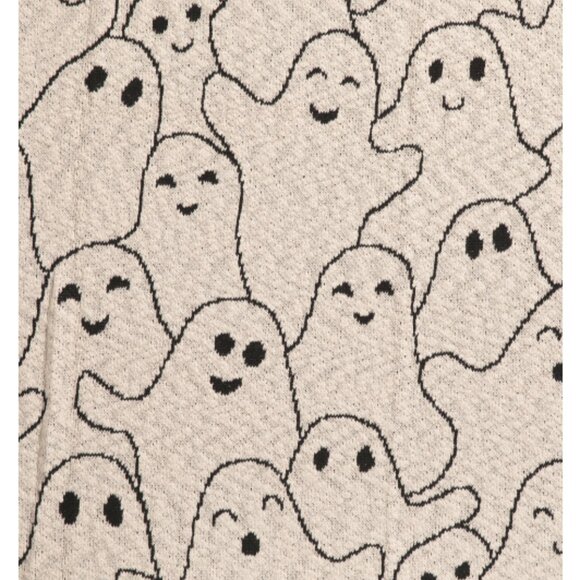 Ghost Party Black Ivory GHOSTS Blanket Throw Halloween NWT 50" x 70" Sketched - Picture 2 of 4